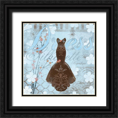 Haute in Blue III Black Ornate Wood Framed Art Print with Double Matting by Evelia Designs