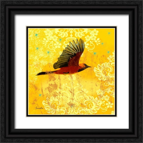 Oriole and Cartouche III Black Ornate Wood Framed Art Print with Double Matting by Evelia Designs