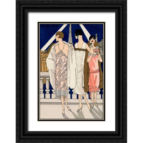 Vintage Couture II Black Ornate Wood Framed Art Print with Double Matting by Unknown