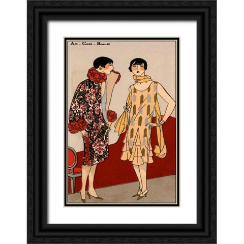 Vintage Couture VII Black Ornate Wood Framed Art Print with Double Matting by Unknown