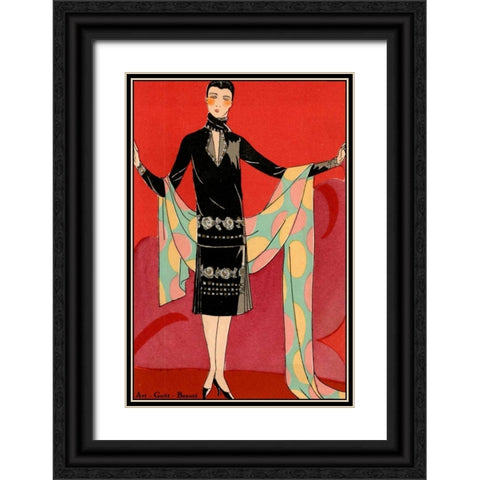 Vintage Couture IX Black Ornate Wood Framed Art Print with Double Matting by Unknown
