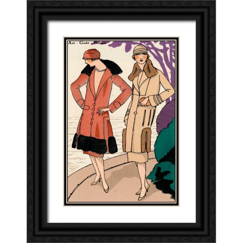 Vintage Couture XII Black Ornate Wood Framed Art Print with Double Matting by Unknown