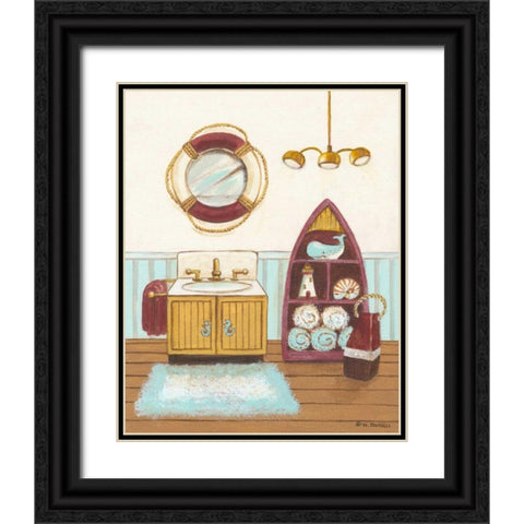 Nautical Bath II Black Ornate Wood Framed Art Print with Double Matting by Russell, Wendy