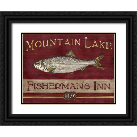 Lodge Sign II Black Ornate Wood Framed Art Print with Double Matting by Vess, June Erica