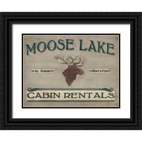 Lodge Sign IV Black Ornate Wood Framed Art Print with Double Matting by Vess, June Erica