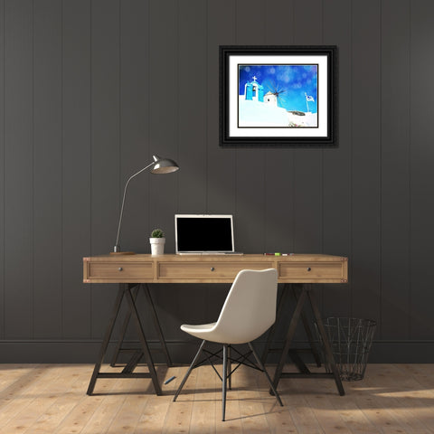 Santorini I Black Ornate Wood Framed Art Print with Double Matting by Coomes, Sylvia