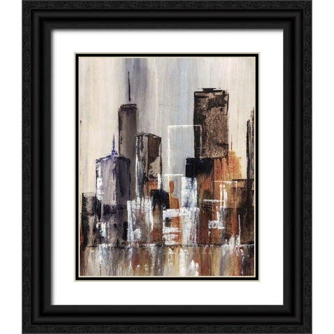Coastal City I Black Ornate Wood Framed Art Print with Double Matting by Taylor, Kari
