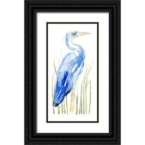 Blue Watercolor Heron II Black Ornate Wood Framed Art Print with Double Matting by Popp, Grace