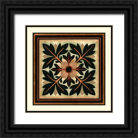 Crackled Square Wood Block IV Black Ornate Wood Framed Art Print with Double Matting by Vision Studio