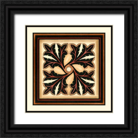 Crackled Square Wood Block V Black Ornate Wood Framed Art Print with Double Matting by Vision Studio