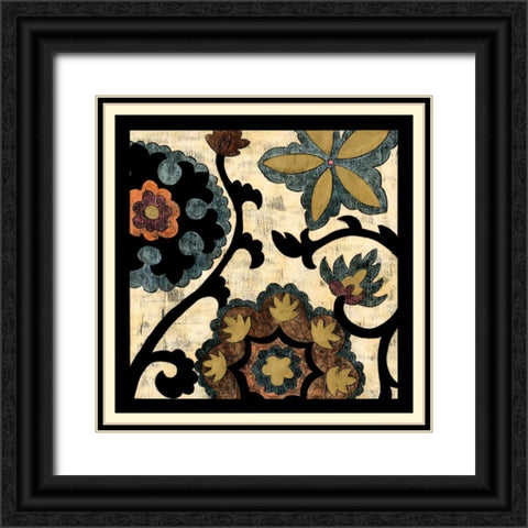 Vintage Suzani I Black Ornate Wood Framed Art Print with Double Matting by Zarris, Chariklia