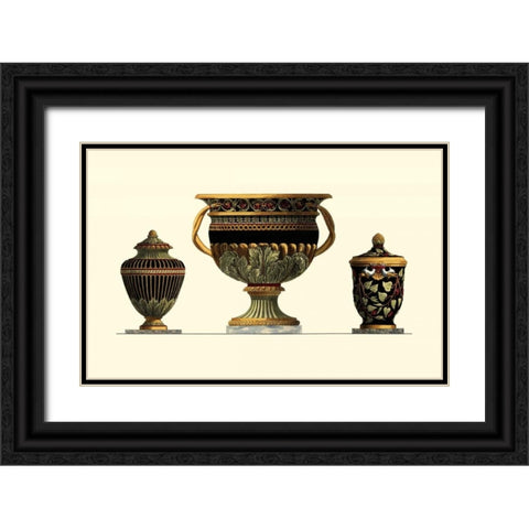 Urn Triad IV Black Ornate Wood Framed Art Print with Double Matting by Giardini