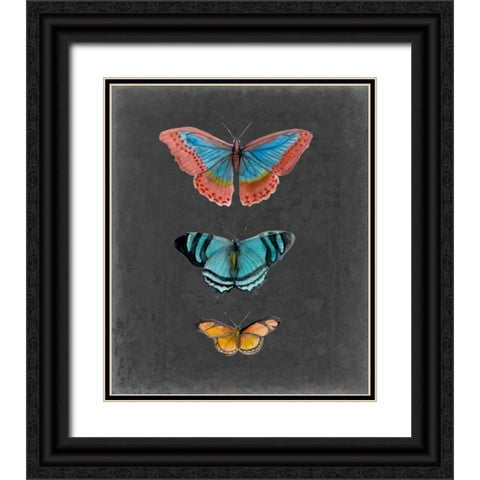 Butterflies on Slate III Black Ornate Wood Framed Art Print with Double Matting by McCavitt, Naomi