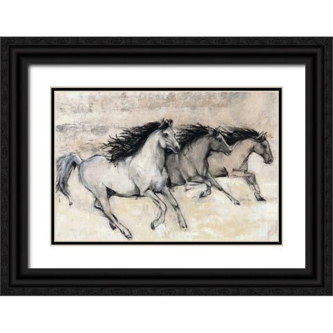 Horses in Motion II Black Ornate Wood Framed Art Print with Double Matting by OToole, Tim