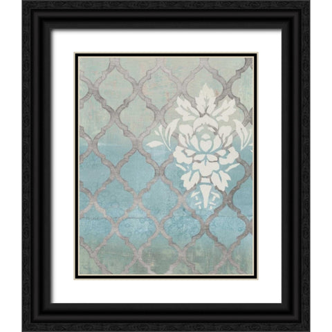 Teal and Arabesque I Black Ornate Wood Framed Art Print with Double Matting by Studio W