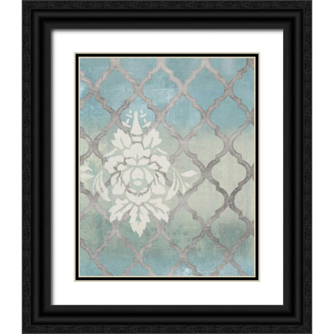 Teal and Arabesque II Black Ornate Wood Framed Art Print with Double Matting by Studio W