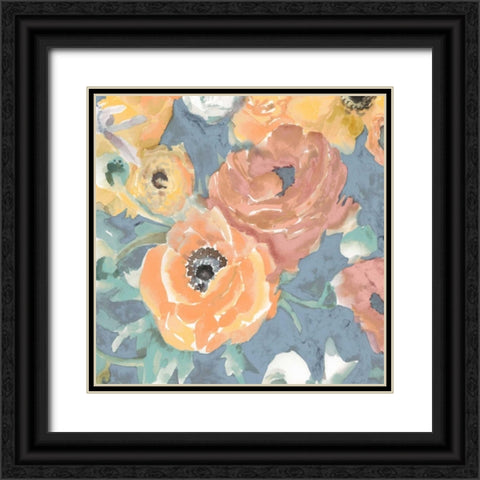 Happy Florals II Black Ornate Wood Framed Art Print with Double Matting by Studio W