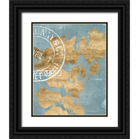 Postage Leaves II Black Ornate Wood Framed Art Print with Double Matting by Goldberger, Jennifer
