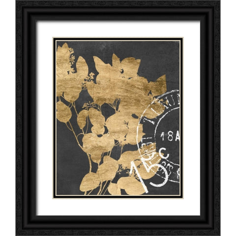 Postage Leaves IV Black Ornate Wood Framed Art Print with Double Matting by Goldberger, Jennifer