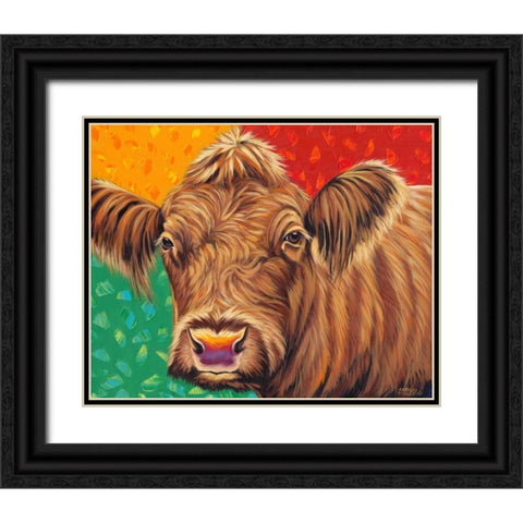 Colorful Country Cows II Black Ornate Wood Framed Art Print with Double Matting by Vitaletti, Carolee