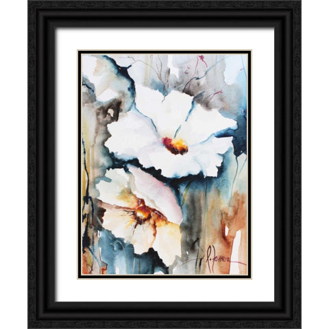Blooms Aquas II Black Ornate Wood Framed Art Print with Double Matting by Leticia Herrera