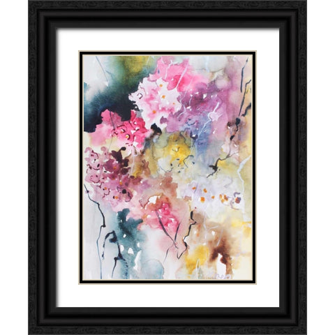 Blooms Aquas III Black Ornate Wood Framed Art Print with Double Matting by Herrera, Leticia
