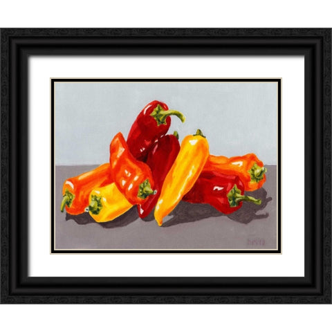 Pepper Collection II Black Ornate Wood Framed Art Print with Double Matting by Miller, Dianne