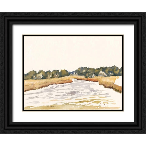 Minimalist Coastline II Black Ornate Wood Framed Art Print with Double Matting by Miller, Dianne