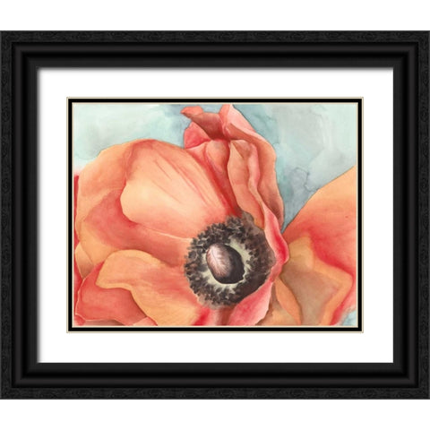 Watercolor Poppy I Black Ornate Wood Framed Art Print with Double Matting by Meagher, Megan