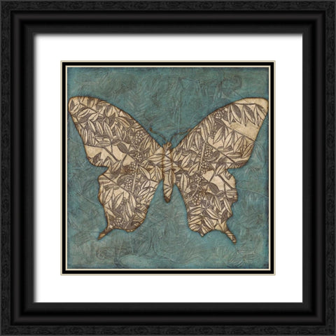 Collage Butterfly II Black Ornate Wood Framed Art Print with Double Matting by Meagher, Megan