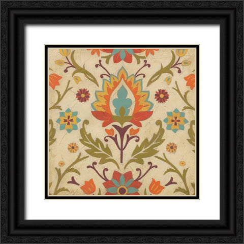 Vintage Damask I Black Ornate Wood Framed Art Print with Double Matting by Vess, June Erica