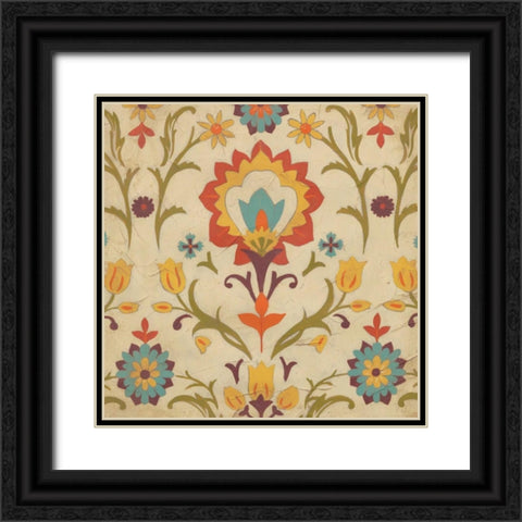 Vintage Damask IV Black Ornate Wood Framed Art Print with Double Matting by Vess, June Erica