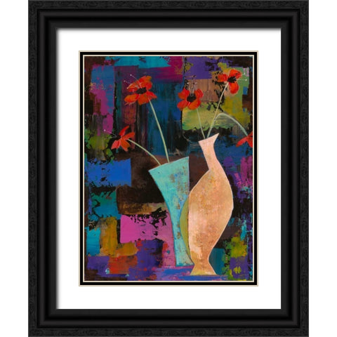 Abstract Expressionist Flowers I  Black Ornate Wood Framed Art Print with Double Matting by Altug, Mehmet