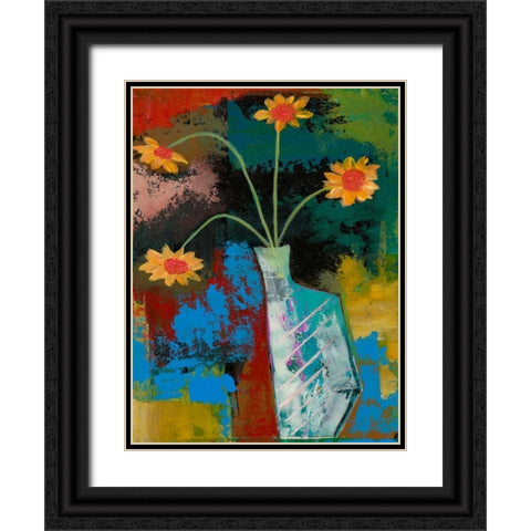Abstract Expressionist Flowers III Black Ornate Wood Framed Art Print with Double Matting by Altug, Mehmet