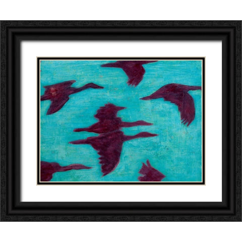 Flying Silhouettes II Black Ornate Wood Framed Art Print with Double Matting by Altug, Mehmet