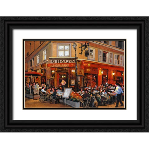 Bistro I Black Ornate Wood Framed Art Print with Double Matting by OToole, Tim