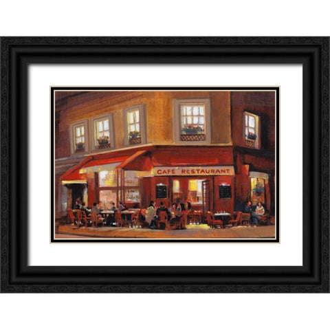 Bistro II Black Ornate Wood Framed Art Print with Double Matting by OToole, Tim