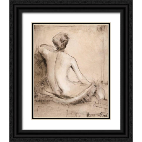 Neutral Nude Study I Black Ornate Wood Framed Art Print with Double Matting by OToole, Tim
