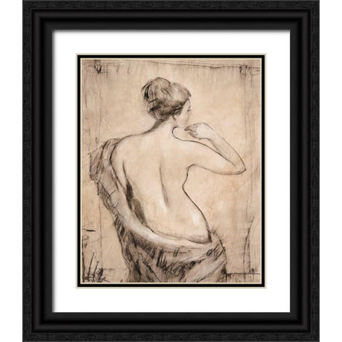 Neutral Nude Study II Black Ornate Wood Framed Art Print with Double Matting by OToole, Tim