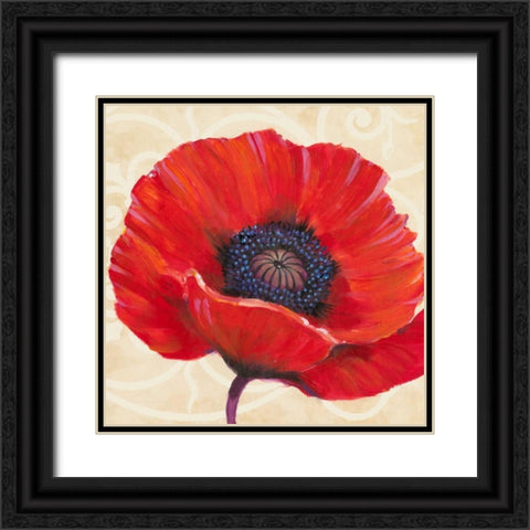 Red Poppy I Black Ornate Wood Framed Art Print with Double Matting by OToole, Tim