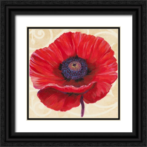 Red Poppy II Black Ornate Wood Framed Art Print with Double Matting by OToole, Tim