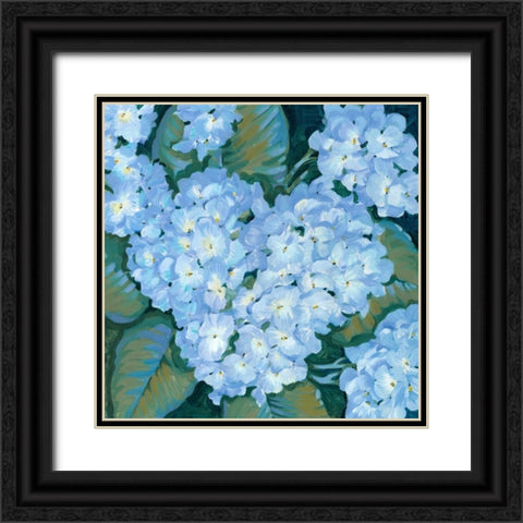 Blue Hydrangeas II Black Ornate Wood Framed Art Print with Double Matting by OToole, Tim