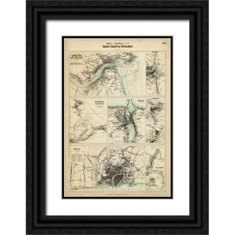 Map of the Coast of England III Black Ornate Wood Framed Art Print with Double Matting by Unknown