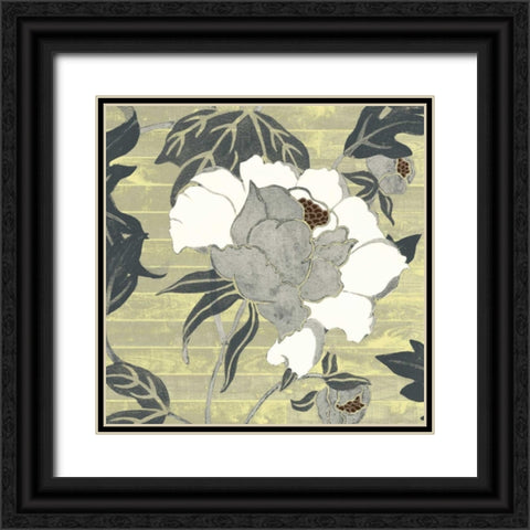 Woodgrain Peony I Black Ornate Wood Framed Art Print with Double Matting by Studio W