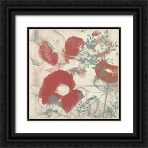 Floral Flutter I Black Ornate Wood Framed Art Print with Double Matting by Goldberger, Jennifer