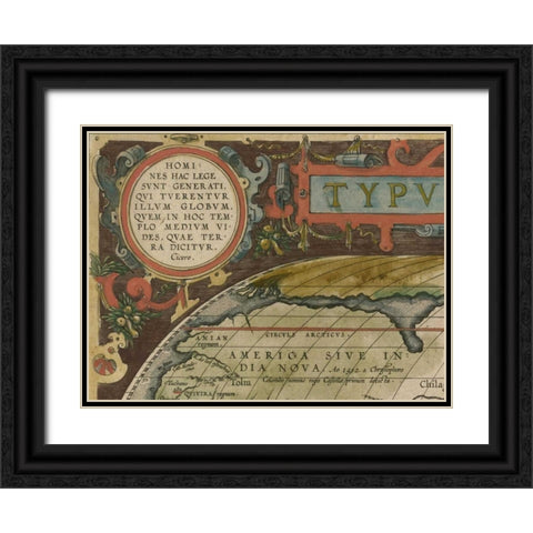 Antique World Map Grid I Black Ornate Wood Framed Art Print with Double Matting by Vision Studio