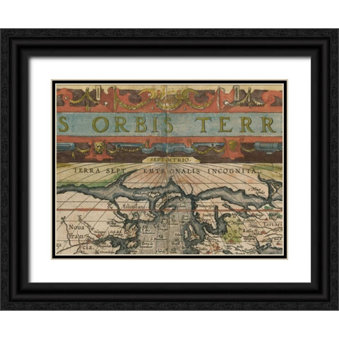 Antique World Map Grid II Black Ornate Wood Framed Art Print with Double Matting by Vision Studio