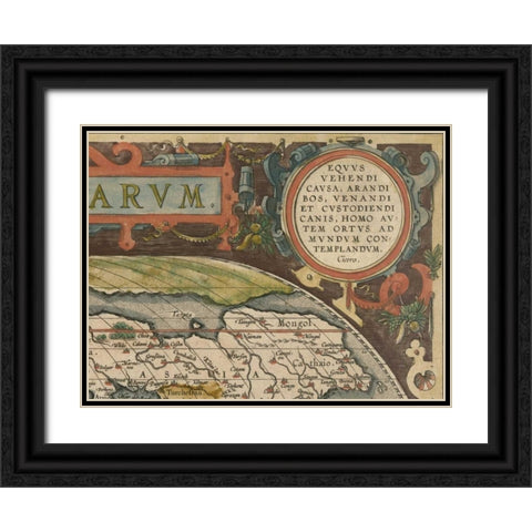 Antique World Map Grid III Black Ornate Wood Framed Art Print with Double Matting by Vision Studio