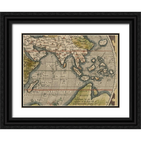 Antique World Map Grid VI Black Ornate Wood Framed Art Print with Double Matting by Vision Studio