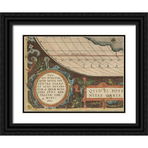 Antique World Map Grid VII Black Ornate Wood Framed Art Print with Double Matting by Vision Studio